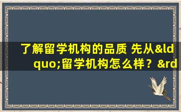 了解留学机构的品质 先从“留学机构怎么样？”开始